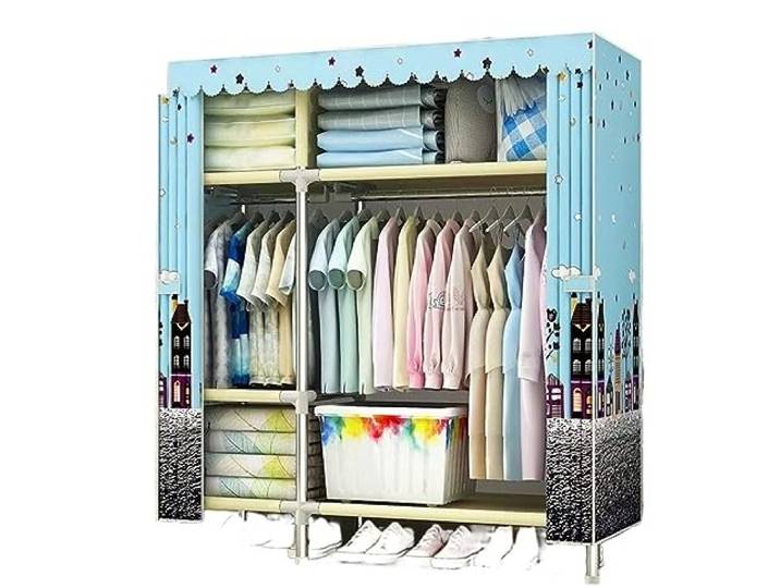 CVdrtyED Kleiderschrank Einfacher Kombinierter Kleiderschrank, Stoffgarderobe, Schlafsaal, Mietzimmer Mit Montageraum Schlafzimmer Organizer(130 * 45 * 170CM)