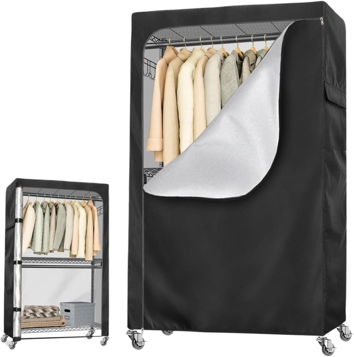 Waterdichte Oxford Beschermhoes voor Kledingrekken - Opbergtas voor je Garderobe - 23 x 28 x 7 cm