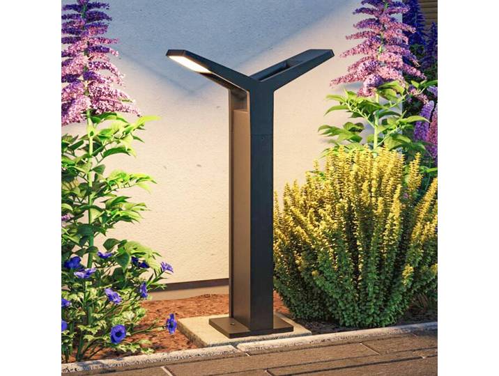 Paulmann LED-Wegeleuchte Juntea, anthrazit, Sensor, 2-fl. Juntea, schwarz, Aluminium