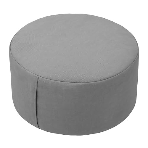 Relaxdays Meditatiekussen Grijs, Rond, Met Afneembare Katoenen Cover