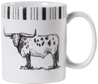 Paseo Road by HiEnd Accents Paseo Road Ranch Life Black and White Western Rustic 4 Piece Ceramic Mug Set