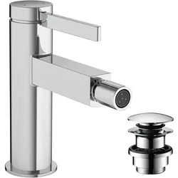 hansgrohe Finoris Einhebel-Bidetmischer mit Push-Open Ablaufgarnitur, Ausladung 129mm, 76200000, Farbe: Chrom