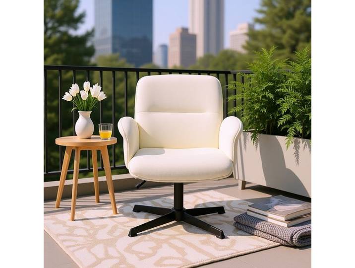 URBAN MEUBLE - Fauteuil - Ergonomique - Avec accoudoirs - Pivotant à 360° - Hauteur réglable - Tissu beige