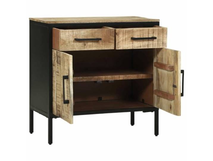 KPOTUERTU Sideboard mit Schubladen 70 x 35 x 70 cm Massivholz Akazienholz Industrieller Stil, viel Stauraum, rechteckiges Design, für Wohn- und Essbereich, modular, nur drinnen