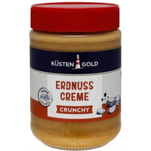 Küstengold Erdnussbutter crunchy, 91% Erdnussgehalt, vegan, ohne Palmöl, 350 g