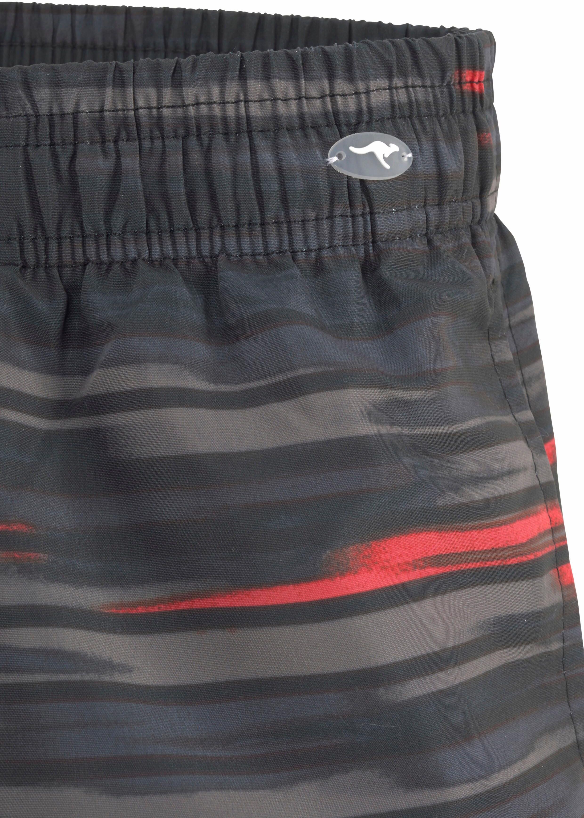 Badeshorts KANGAROOS, Herren, Gr. XL (54/56), N-Gr, schwarz (schwarz, grau), Polyester, gestreift, Badehosen Badeshorts, im modischen Design