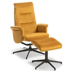 Sessel mit Hocker Moena Stoff Gelb