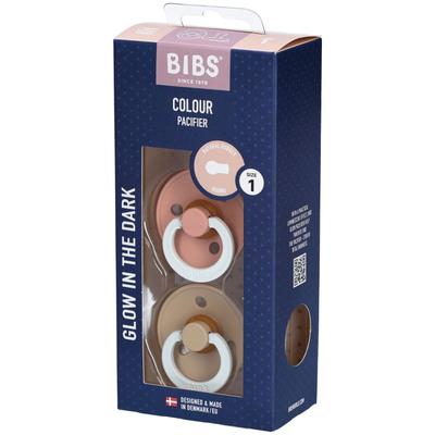 Bibs Fopspeen Latex Glow in the Dark Vanilla - Blush 0-6 Maanden 2 St Schnuller