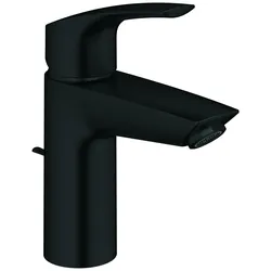 Grohe Eurosmart Einhand-Waschtischbatterie, S-Size, Ausladung 109mm, Zugstangen-Ablaufgarnitur, 332652433, Farbe: Mattschwarz
