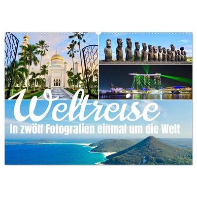 Weltreise, in zwölf Fotografien einmal um die Welt (Wandkalender 2027 DIN A2 quer), CALVENDO Monatskalender