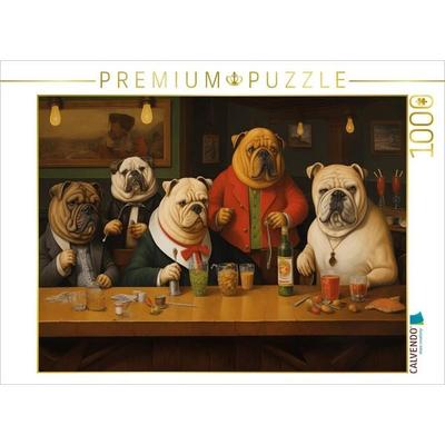 CALVENDO Puzzle Fünf Hunde stehen an der Theke in einer Bar | 1000 Teile Lege-Größe 64x48cm Foto-Puzzle für glückliche Stunden