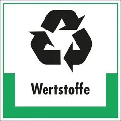 Schild I Abfallkennzeichen Wertstoffe, mit Symbol und Text, Kunststoff, 200x200mm