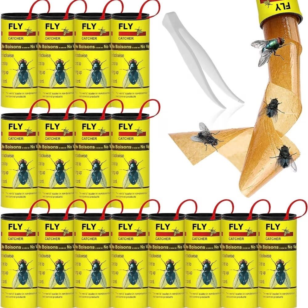 INF Piège à mouches, rouleau de papier anti-mouches, paquet de 16