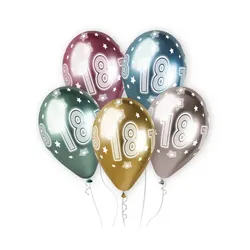 5 Luftballons Shiny Premium Zahl 18