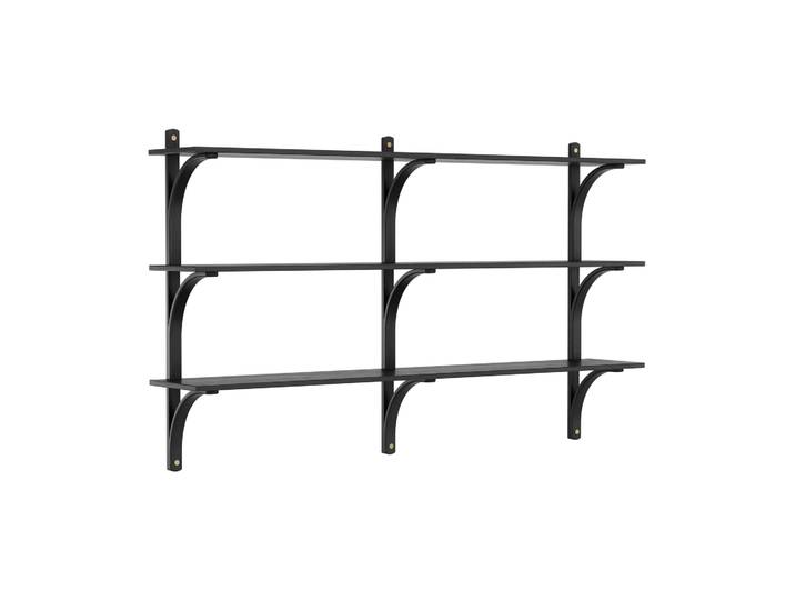 Swedese Levi Regal 3 Fachboden Schwarz lasiertes Esche-Messing, 180 cm