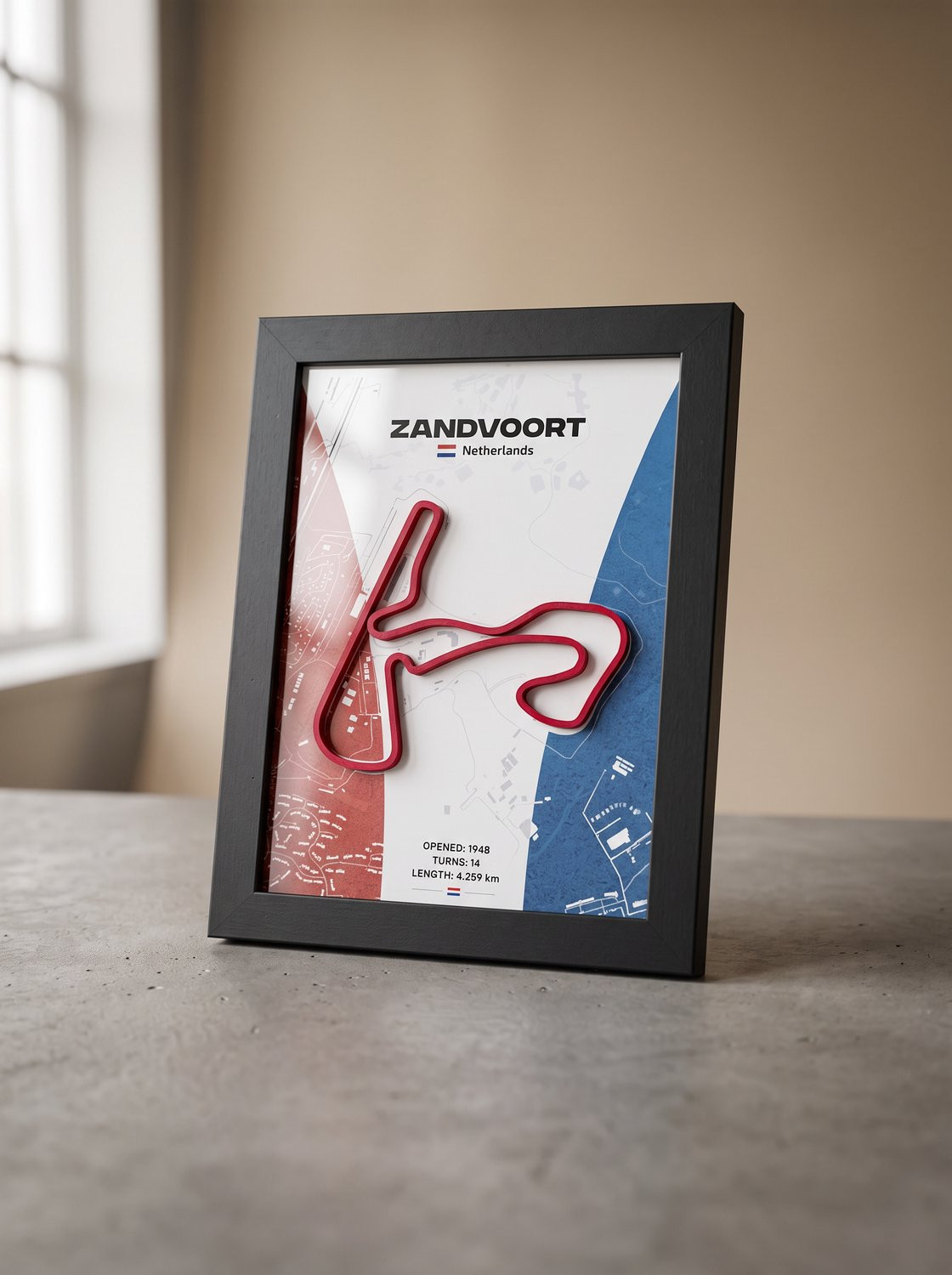 Zandvoort Circuit 3D Wanddecoratie – Racecircuit in Fotolijst – 15 x 20 cm