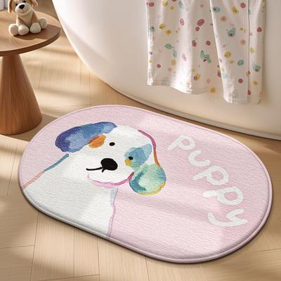Perfect Picks Market Adorable Cartoon Dog Bath Mat, Soft Memory Foam, Anti Slip Bathroom Rug watercolor Pup s