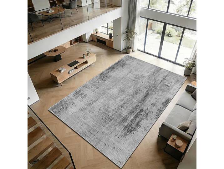 Gris Grand Tapis Salon 200x300cm Tapis Chambre Poil Ras Abstrait Rétro