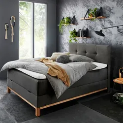 meise.möbel Boxspringbett Catania 120 x 200 cm Stoff Grau Anthrazit