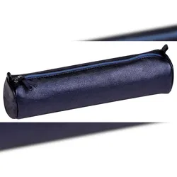 Clairefontaine 4x Schlampermäppchen aus Leder Cuirisé rund Ø5,5x22cm - Petroleum 8694C