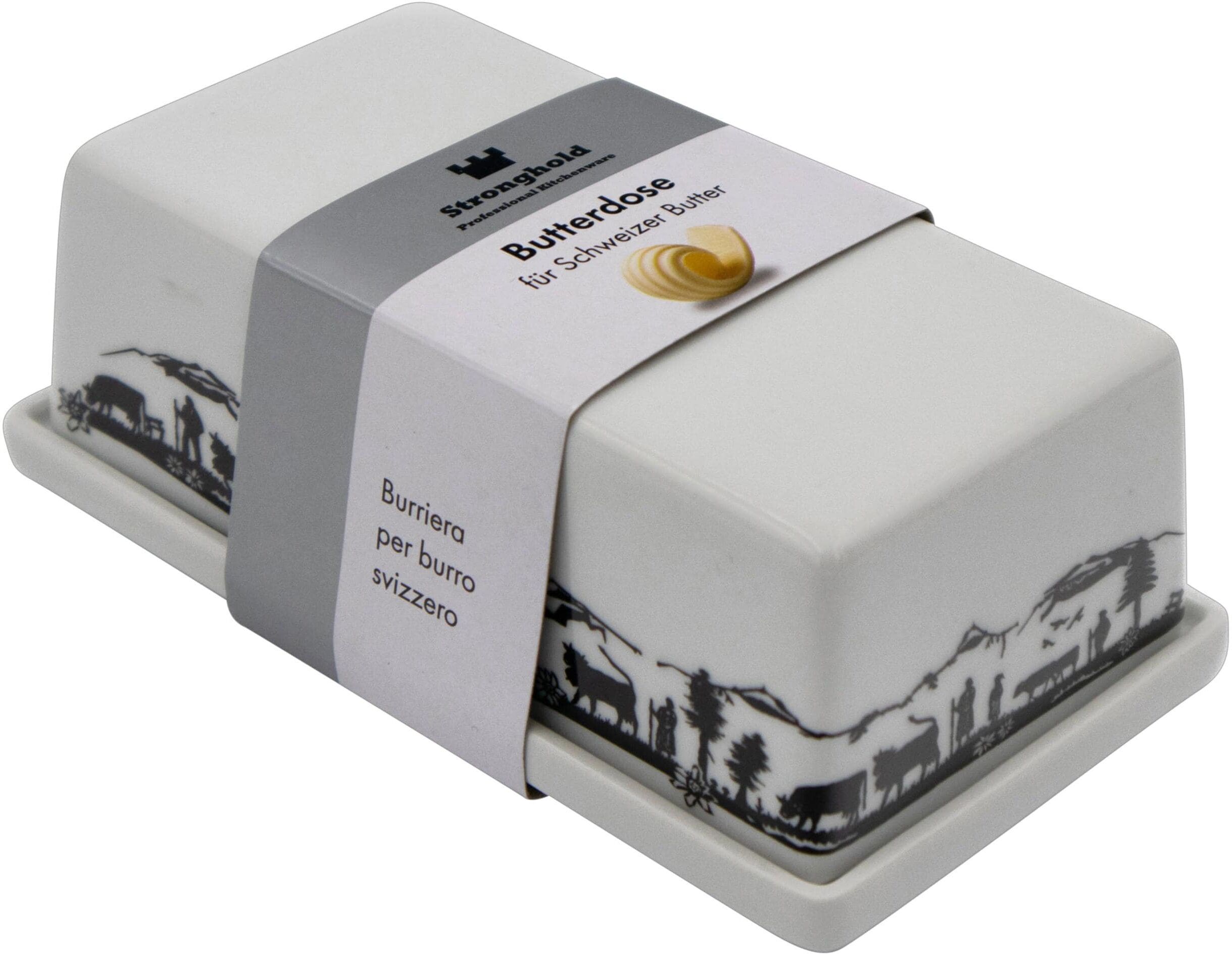 Butterdose "Stronghold Scherenschnitt Weiss", weiss (weiß), B:8,5cm H:5cm L:15,7cm, Lebensmittelaufbewahrungsbehälter, Butterdose weiß B/H/L: 8,5cm x 5cm x 15,7cm