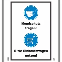 HB-Druck Mundschutz Einkaufswagen Schild A6 (105x148mm)