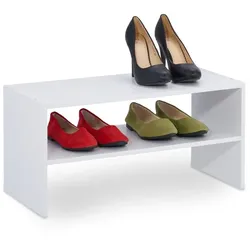 Relaxdays Weißes Schuhregal mit 2 Ablageflächen Weiß