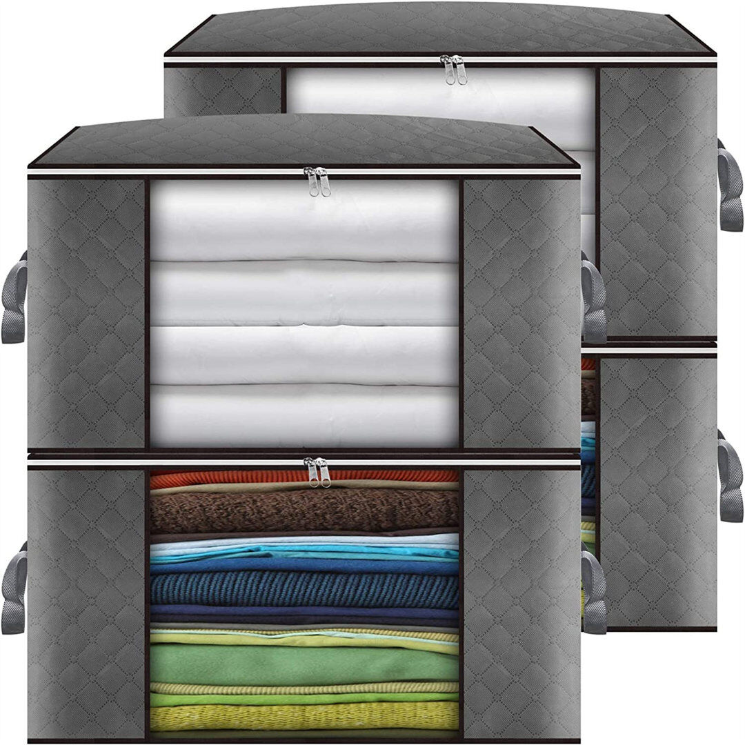 Latitude Run Fabric Storage Bag Grey 90L