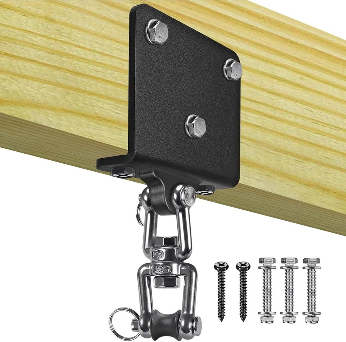 Bokszak Ophangsysteem Zwart - Plafondbevestiging voor Krachtige Training - 360 Graden Draaibaar - 10.5 x 9.5 cm