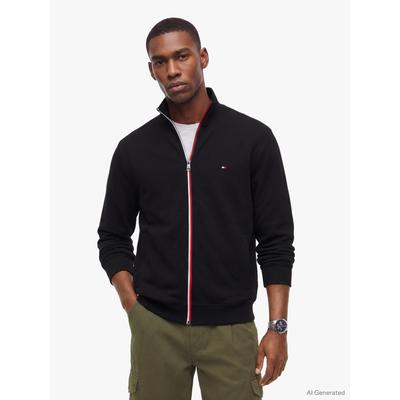 Kapuzensweatjacke TOMMY HILFIGER "RWB TIPPING TRACK", Herren, Gr. M, schwarz, Sweatware, Obermaterial: 100% Baumwolle, normal normal, Bündchen, Sweatjacken