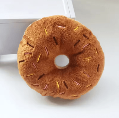 Inspire Picks Soft Squeaky Plush Donut Dog Toy For Puppies And Small Dogs brown