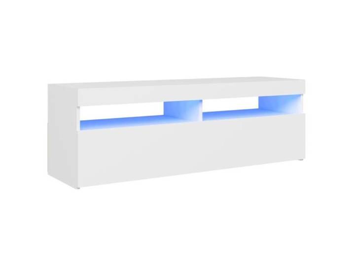 Nouveau* Armoire Basse Pour TV - SALON Meuble TV avec lumières LED Blanc 120x35x40 cm - Fr681