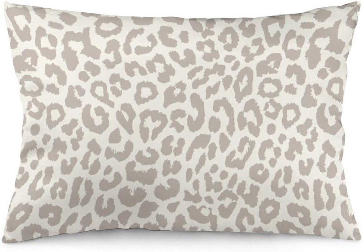 Decoratieve kussensloop met dubbelzijdig wit luipaardpatroon - 40 x 60 cm