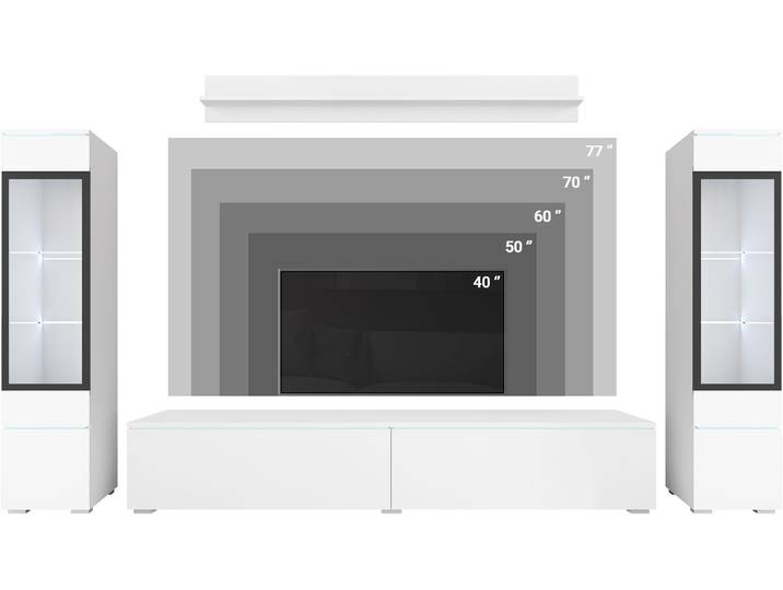 Wohnwand HOME AFFAIRE VERA II , braun (votaneichefarben), B:260cm H:130cm T:33cm, Kastenmöbel-Sets, Wohnwand, Vitrine mit Verglasung, stehend und hängend, inklusive Beleuchtung