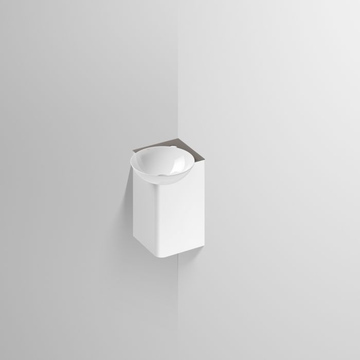 Alape Insert5 Eck-Waschplatz 5245000110 Schale 30cm, weiß, Ablage anthrazitbraun, mit Hahnloch