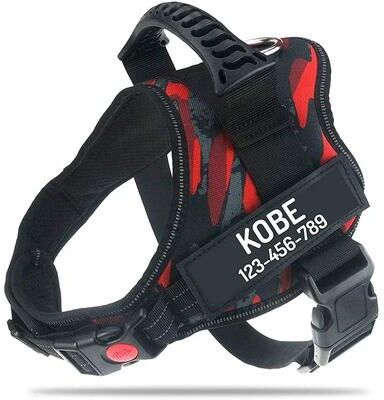 Uplift Treasures Adjustable Nylon Dog Harness With Custom ID Tag 5 l
