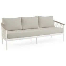 3-Sitzer Gartensofa Fenix - Aluminium & Seilgeflecht, inkl. Kissen, Off-White