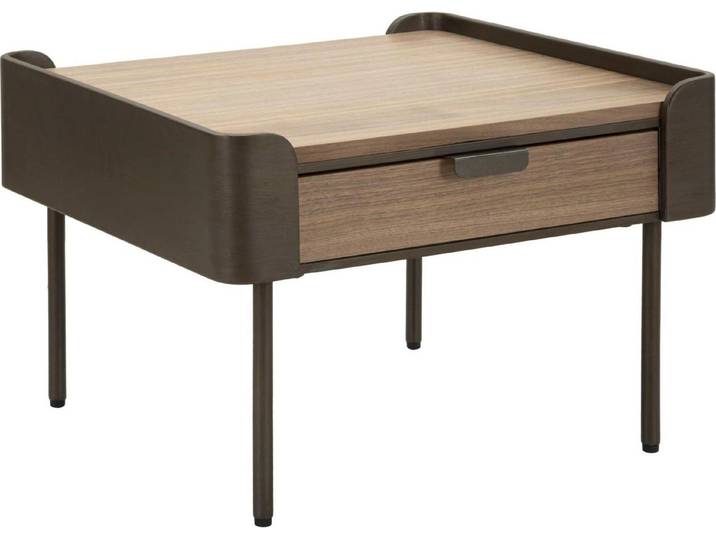 Table Basse Toronto 60X60X41 Cm En Sapin Et Fer\, Coloris Gris Et Marron\, Avec 2 Tiroirs - Style Moderne Et Fonctionnel