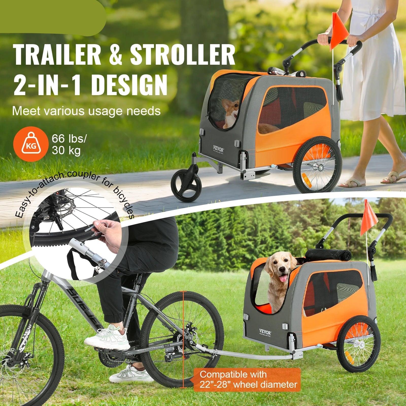 Fahrradanhänger - Fahrradwagen - Hundeanhänger - Fahrradanhänger für Gepäck - Faltbarer Hundeanhänger