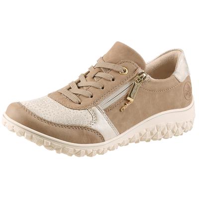 Sneaker RIEKER, Damen, Gr. 36, Textil, beige (taupe, creme), Lederimitat, Schuhe Sneaker, Schnürschuh, Halbschuh, Keilsneaker mit Reißverschluss