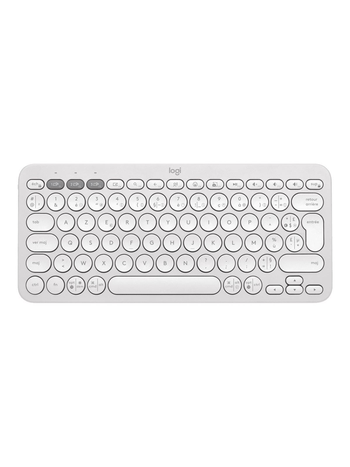 Logitech Pebble Keys 2 K380s Wireless Keyboard - Tonal White - Tastatur - 60% - Französisch - Weiss