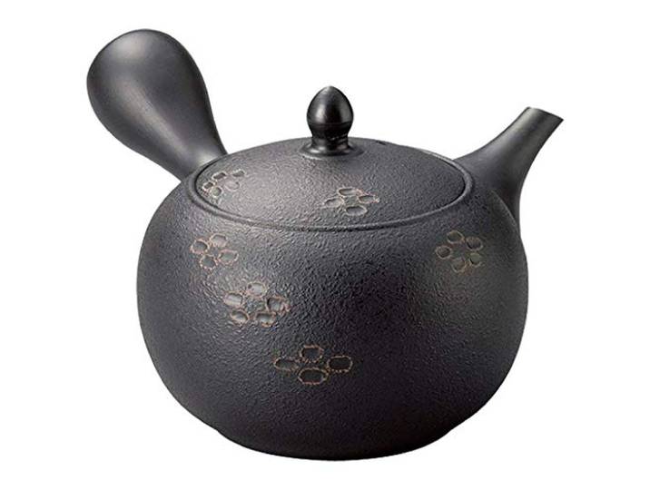 Yamakiikai Japanische große Kyusu Tokoname handgefertigte Ton-Teekanne, 400 ml, Shunjuu Scarlet Crest Muster, schwarz, L339 aus Japan (1)