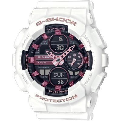 Chronograph CASIO G-SHOCK, weiß (weiß, pink, schwarz, lila), Armbanduhren, Damen, weiß, Chronograph, Quarzuhr, Armbanduhr, Damen, Herren,Digitaluhr, bis 20 bar wasserdicht
