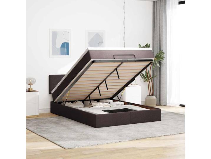 vidaXL Ottomanische Bett mit Matratze & LEDs Dunkelbraun 140x190 cm