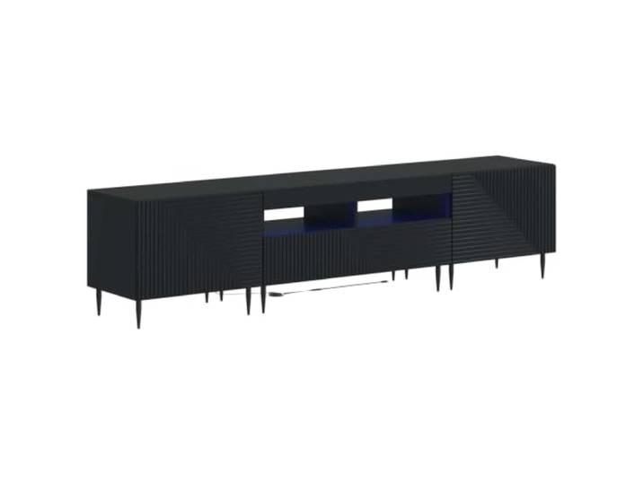 KTHLBRH TV-Möbel LED 3 Stück Schwarz Holz Engineered Flexible LED-Leuchten, reversible Türen, schlankes Profil, Innenbereich, Montage erforderlich, feuchtes Tuch