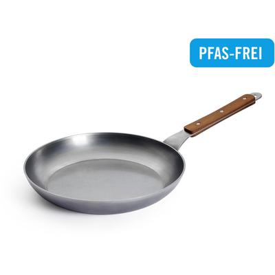 Bratpfanne WOLL "Woll Carbon Steel Flachpfanne", silber (silberfarben), B:28cm H:5cm L:52cm Ø:28cm, Pfannen, Bratpfanne, natürlicher Antihafteffekt nach dem Einbrennen