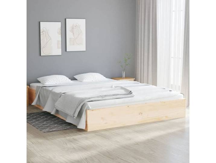 Soldes Flottants Lit double 140x190cm Structure de lit classique sans matelas bois massif 140x190cm