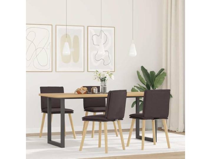 NLQMSU Esszimmerstühle, dunkelbraun, aus Stoff, 4 Stück Rahmen aus Metall und Holz, atmungsaktiver Stoff, dicke Schaumstoffpolsterung, Esszimmer, Wohnzimmer