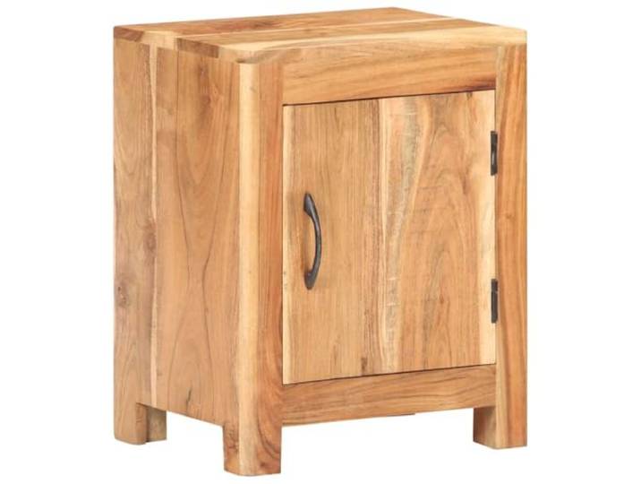 Fisinber Nachttisch Akazie Massivholz Beistelltisch 40x30x50 cm Rustikaler Kommodenschrank fürs Schlafzimmer mit Türfach und robuster Ablage, bezugsfertig ohne Aufbau.