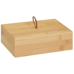 Relaxdays Aufbewahrungsbox mit Deckel, Bambus Kasten, Deko, für Utensilien, Allzweckkiste, klein, HBT: 7x22x15 cm, natur